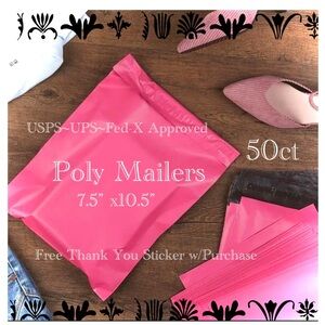 50ct ~ 7.5 x 10.5”~ Poly Mailer Bags 👛🆕👛Plus 😁 50ct Thank You Stickers Included